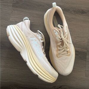 Hoka Bondi 8 in Oat Milk/Barley Athletic Shoes